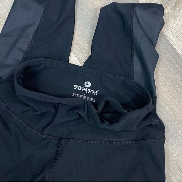 90 Degrees by Reflex Mesh Side Crop Leggings Black Small - Picture 6 of 9